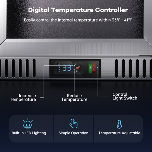 Coolski Commercial Beverage Refrigerator with 3 Glass Doors, Under Counter Back Bar Cooler for Beer Soda Wine, Stainless Steel LED Lighting ETL NSF