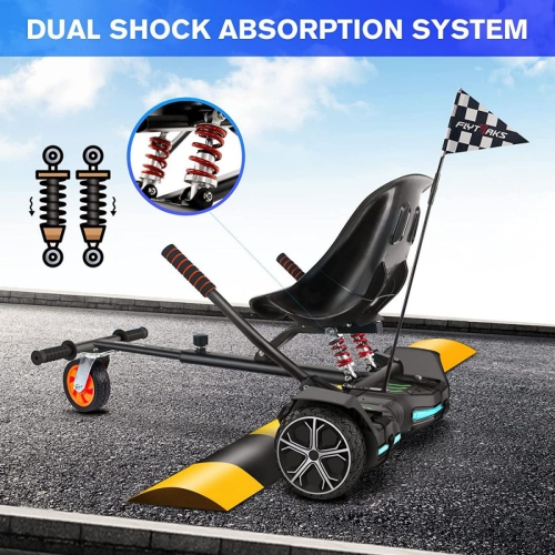MIHOVER Hoverboard Go Kart with Rear Shock Absorption, Hoverboard Seat Attachment Accessory for 6.5" 8" 10" Hover Board