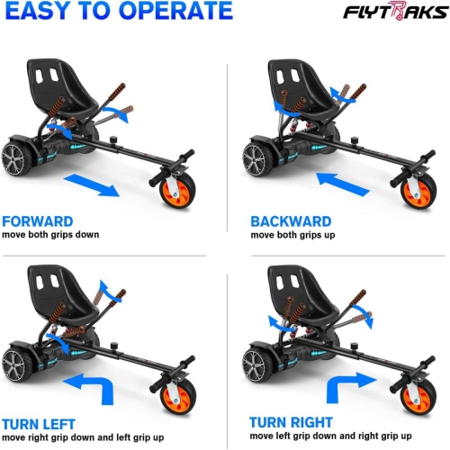 MIHOVER Hoverboard Go Kart with Rear Shock Absorption, Hoverboard Seat Attachment Accessory for 6.5" 8" 10" Hover Board