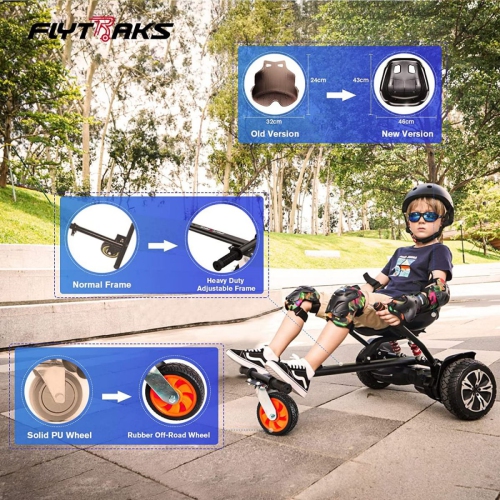 MIHOVER Hoverboard Go Kart with Rear Shock Absorption, Hoverboard Seat Attachment Accessory for 6.5" 8" 10" Hover Board