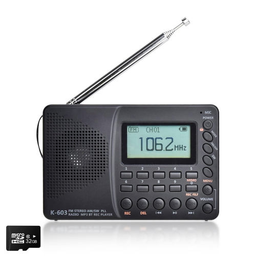 MYACUC  Portable Am/fm Radio, Mini Shortwave Radio, Digital Radio Recorder, Supports Tf/aux Playback And Recording, USB Charging, Suitable for Camping