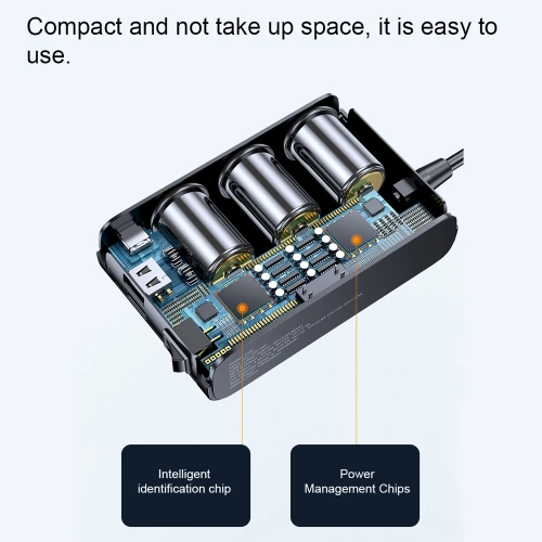 Allume-cigare d'auto 3-en-1 avec ports USB 3,0 et PD, répartiteur d'alimentation 128&nbsp;W 12–24&nbsp;V avec affichage de tension et commutateur