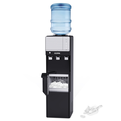 Parrot Uncle 3-in-1 Top Loading Water Dispenser Cooler with Ice Maker for 5 Gallon Bottle 27 lbs Daily Capacity and 3 Temperature Night Light