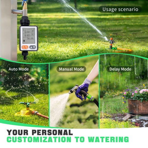 Garden Hose Sprinkler Timer with 10 Programmable Timer Settings, Smart Large Screen Drip Irrigation System Timer for Garden, Lawn, and Outdoor