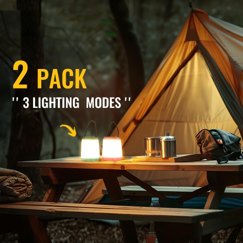 2-Pack LED Camping Lights, Portable LED Tent Lights, Handheld Night Lights with 3 Modes for Camping, Travel, Outdoor Use