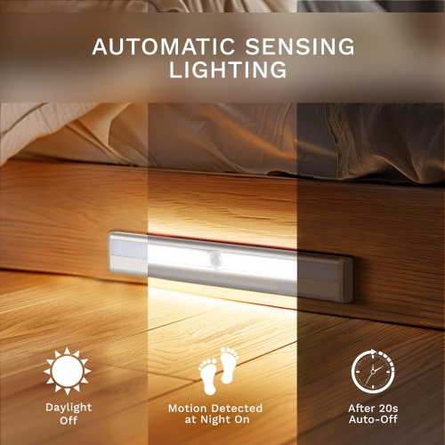 2-Pack Under Cabinet Lighting, Indoor Motion Sensor Light, LED Closet Light for Stairs, Wardrobes, and Cabinets
