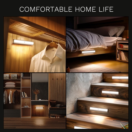 2-Pack Under Cabinet Lighting, Indoor Motion Sensor Light, LED Closet Light for Stairs, Wardrobes, and Cabinets