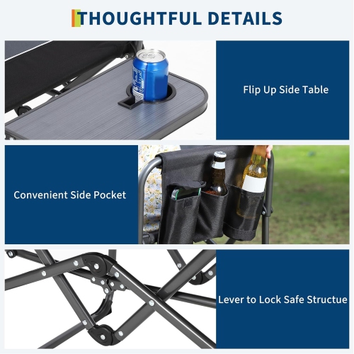 Portable Folding Patio Directors Camping Chair for Outdoor Camping, Sports, Picnic, Black