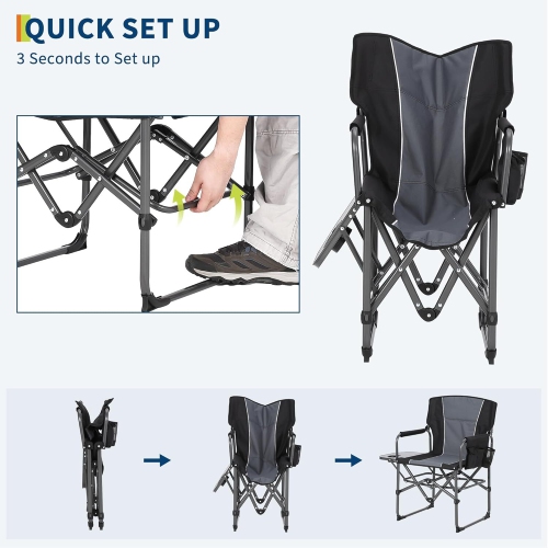 Portable Folding Patio Directors Camping Chair for Outdoor Camping, Sports, Picnic, Black