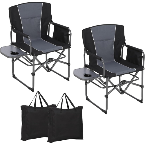 2 PCS Portable Folding Patio Directors Camping Chair for Outdoor Camping, Sports, Picnic, Black