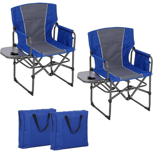 2 PCS Portable Folding Patio Directors Camping Chair for Outdoor Camping, Sports, Picnic, Blue