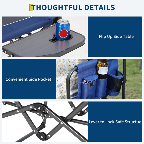 2 PCS Portable Folding Patio Directors Camping Chair for Outdoor Camping, Sports, Picnic, Blue