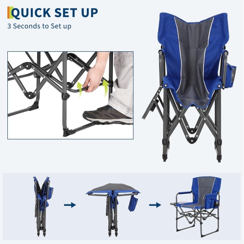 2 PCS Portable Folding Patio Directors Camping Chair for Outdoor Camping, Sports, Picnic, Blue