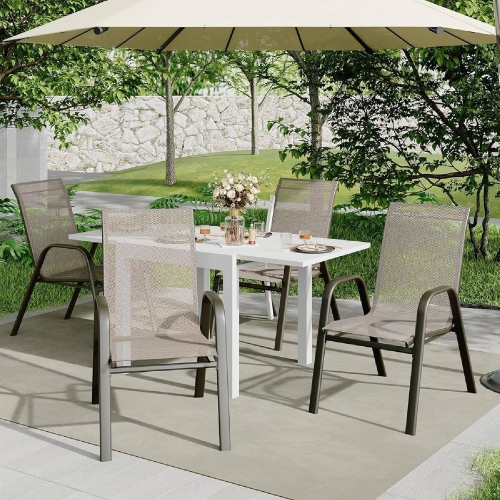 ACEKOOL  Outdoor Patio Stackable Dining Chairs Set Of 4 for Backyard, Deck, Porch, Garden