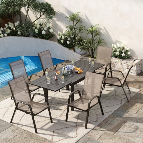 Outdoor Patio Stackable Dining Chairs Set of 4 for Backyard, Deck, Porch, Garden