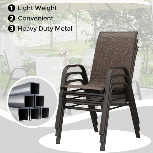 Outdoor Patio Stackable Dining Chairs Set of 4 for Backyard, Deck, Porch, Garden