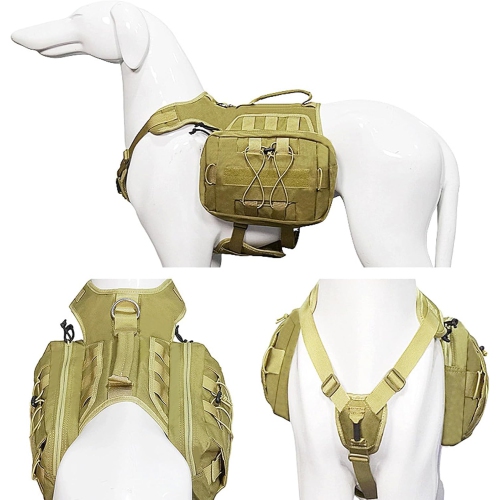 Tactical Pet Backpack - Durable Nylon with Side Pockets, Top Handle and Leash D-Ring - Comfortable and Breathable, Great for Hiking/Camping