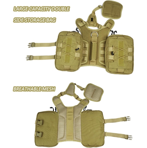 Tactical Pet Backpack - Durable Nylon with Side Pockets, Top Handle and Leash D-Ring - Comfortable and Breathable, Great for Hiking/Camping