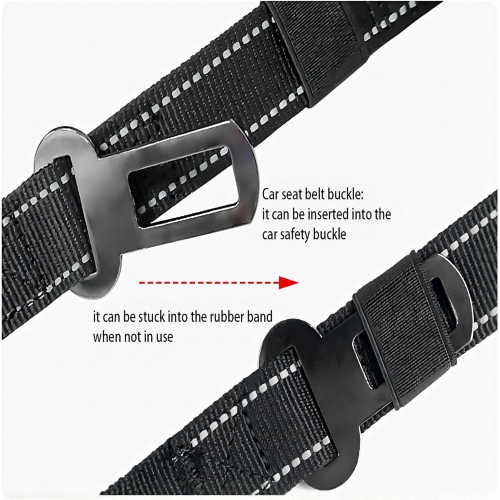 Pet Leash - Elastic Shock Absorption, Reflective Padded Handle, Comes with Car Seat Belt Clip, Adjustable Dog Leash, Suitable for Medium-Sized Dogs