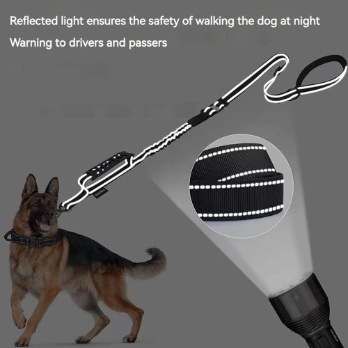 Pet Leash - Elastic Shock Absorption, Car Seat Belt Clip and Highly Reflective Thread, Double Safety Lock, 1.16-1.65M，Suitable for Medium Dogs,