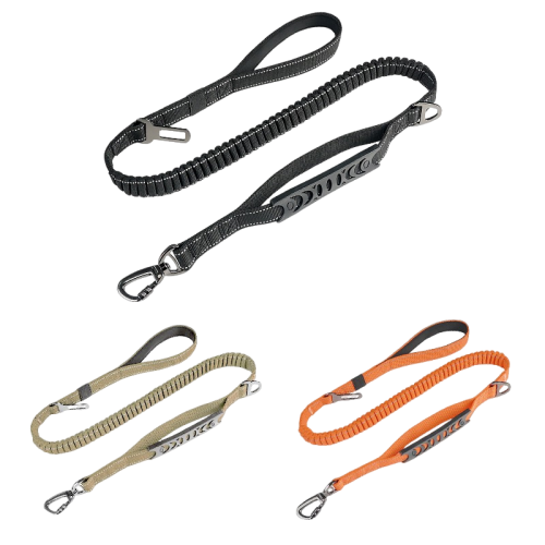 Pet Leash - Elastic Shock Absorption, Reflective Padded Handle, with Car Seat Belt Clip, Adjustable Dog Leash, Suitable for Medium-Sized Dogs and