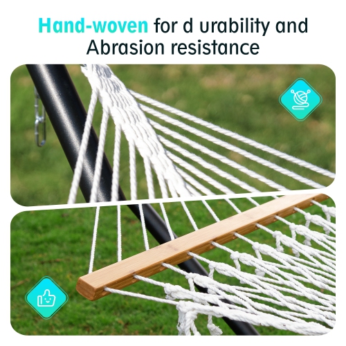 MIHOVER 2-Person Cotton Rope Spreader Bar Hammock, 450 lb Capacity