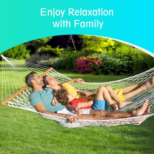 MIHOVER 2-Person Cotton Rope Spreader Bar Hammock, 450 lb Capacity