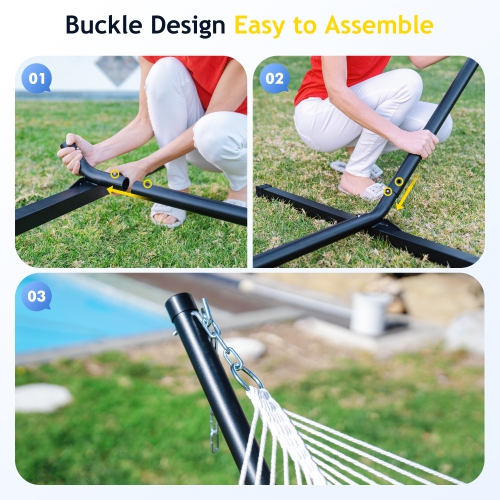 Hamac double robuste avec support de MIHOVER - Capacité 500&nbsp;lb, installation facile et oreiller amovible pour l'intérieur et l'extérieur