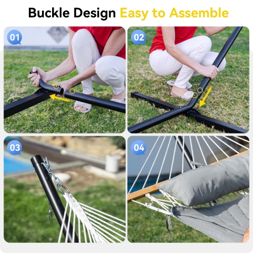 MIHOVER Heavy Duty Double Hammock with Stand - 500 lbs Capacity, Easy Setup & Detachable Pillow for Indoor/Outdoor
