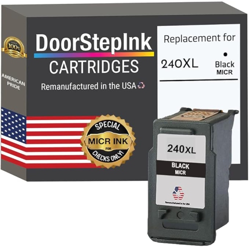 DoorStepInk Brand for Canon PG-240XL Black MICR Remanufactured in the USA Ink Cartridge