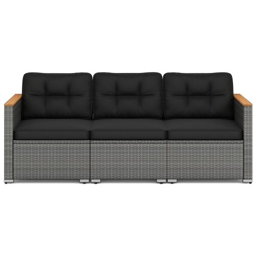 Gymax 3-Seat Patio PE Rattan Wicker Couch Sofa w/ Deep Seating & Cushion for Porch Outdoor