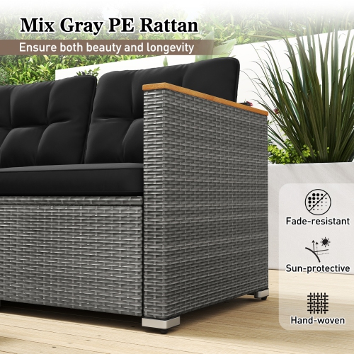 Gymax 3-Seat Patio PE Rattan Wicker Couch Sofa w/ Deep Seating & Cushion for Porch Outdoor