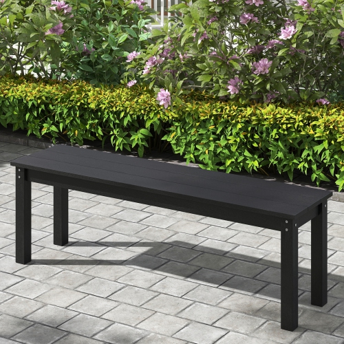 Gymax 55'' HDPE Outdoor Bench for 2-3 People Weatherproof Backless Patio Garden Bench
