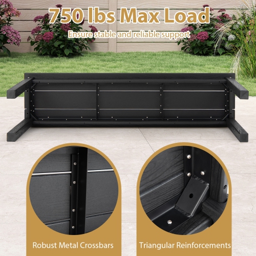 Gymax 55'' HDPE Outdoor Bench for 2-3 People Weatherproof Backless Patio Garden Bench