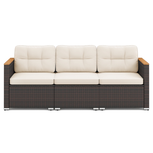 Gymax 3-Seat Patio Couch Sofa PE Rattan Wicker Loveseat Furniture Set Outdoor