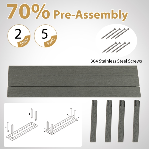 Gymax 55'' HDPE Outdoor Bench for 2-3 People Weatherproof Backless Patio Garden Bench
