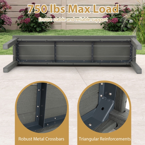 Gymax 55'' HDPE Outdoor Bench for 2-3 People Weatherproof Backless Patio Garden Bench