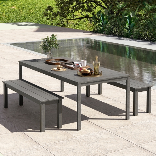 Gymax 55'' HDPE Outdoor Bench for 2-3 People Weatherproof Backless Patio Garden Bench