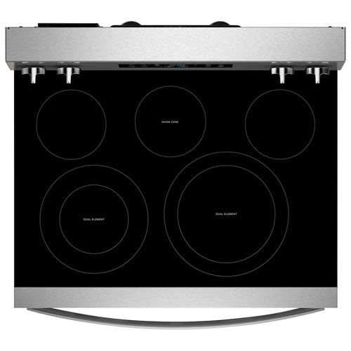Cuisinière électrique autonome à 5 éléments avec four autonettoyant et friture à l'air chaud de 5,3 pi³ 30 po de Whirlpool - Acier inoxydable