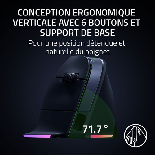 Souris de jeu sans fil ergonomique Pro Click V2 de Razer