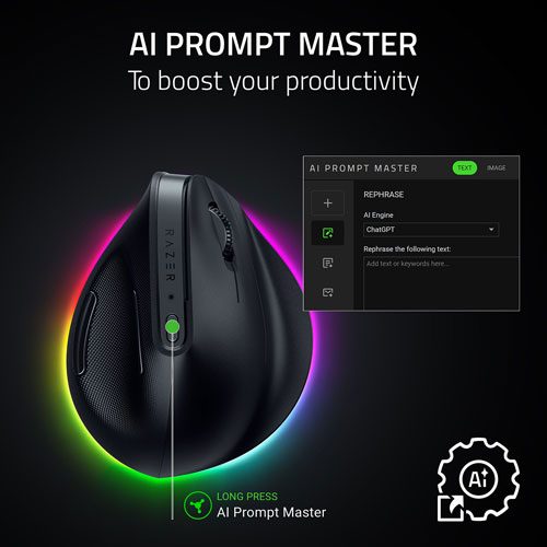 Souris de jeu sans fil ergonomique Pro Click V2 de Razer