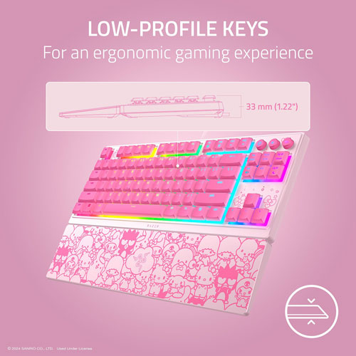 Razer Hello Kitty Backlite Mecha-Membrane Switches TKL Gaming Keyboard