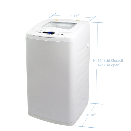 Panda 0.9 Cu. Ft. Portable Top-Load Washing Machine – 6.6 lb Capacity, Fully Automatic, Stainless Steel Drum, Built-In Drain Pump – Compact Washer