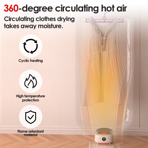 Séchoir à air pliable 3-en-1 Household Petits vêtements portatifs Sécheuse Chauffe-chaussures avec minuterie numérique