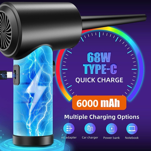 Dépoussiéreuse à air comprimé, dépoussiéreuse à air sans fil et aspirateur 2-en-1, dépoussiéreuse électrique réutilisable, aspirateur