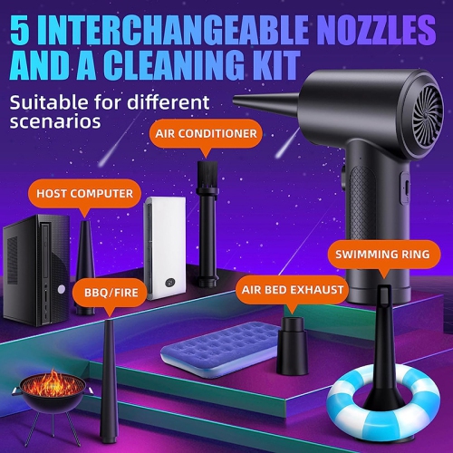 Dépoussiéreuse à air comprimé, dépoussiéreuse à air sans fil et aspirateur 2-en-1, dépoussiéreuse électrique réutilisable, aspirateur