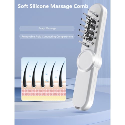 Peigne de massage portatif pour cheveux Scalp, tête de grattoir à 3 engrenages, peigne de massage en caoutchouc souple USB C avec guide liquide