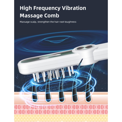 Peigne de massage portatif pour cheveux Scalp, tête de grattoir à 3 engrenages, peigne de massage en caoutchouc souple USB C avec guide liquide