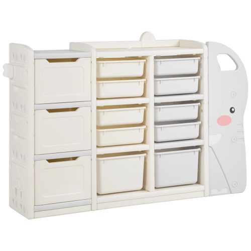 VEVOR 4-Tier Kids Toy Storage, Elephant-Shape Toy Storage Organizer with 10 Plastic Movable Bins, Kids Cubby Cabinet Made from HDPE for Study Room,