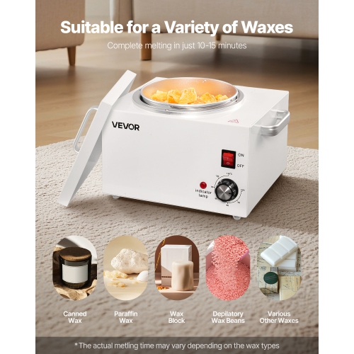 VEVOR 3000ML Single Wax Warmer, 300W Professional Wax Warmer for Hair Removal, 32 ℉- 248 ℉ Adjustable & Non-Stick Waxing Heater Pot with 100PCS